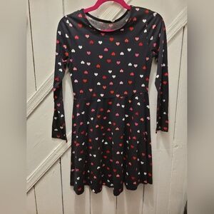 Heart Patterned Black Girls Dress Sz XL14